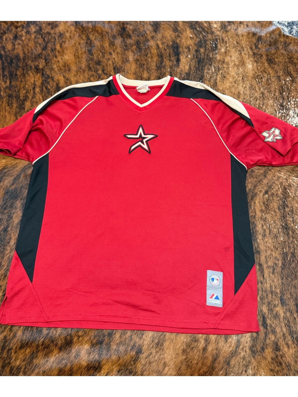 Vintage Majestic MLB Houston Astros Red Blank Mesh T-Shirt Style Jersey Size XL